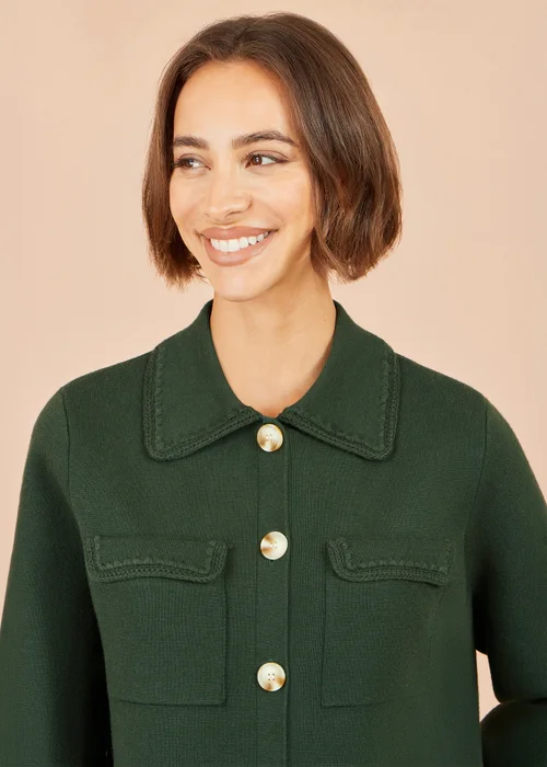 Yumi Green Knitted Box Jacket With Pockets - S Image 3