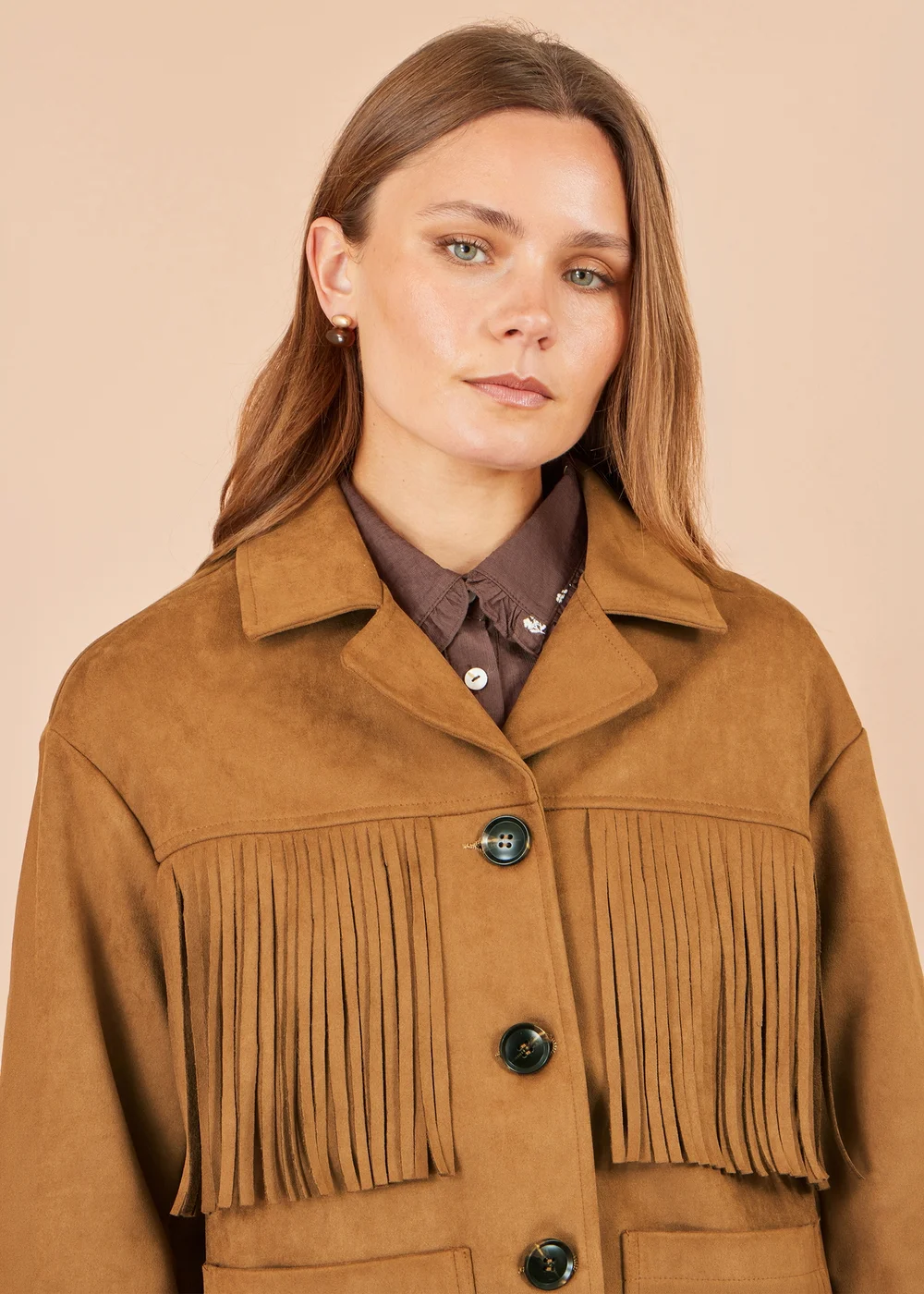 Yumi Brown Faux Suede Tassel Jacket - 18 Image 4