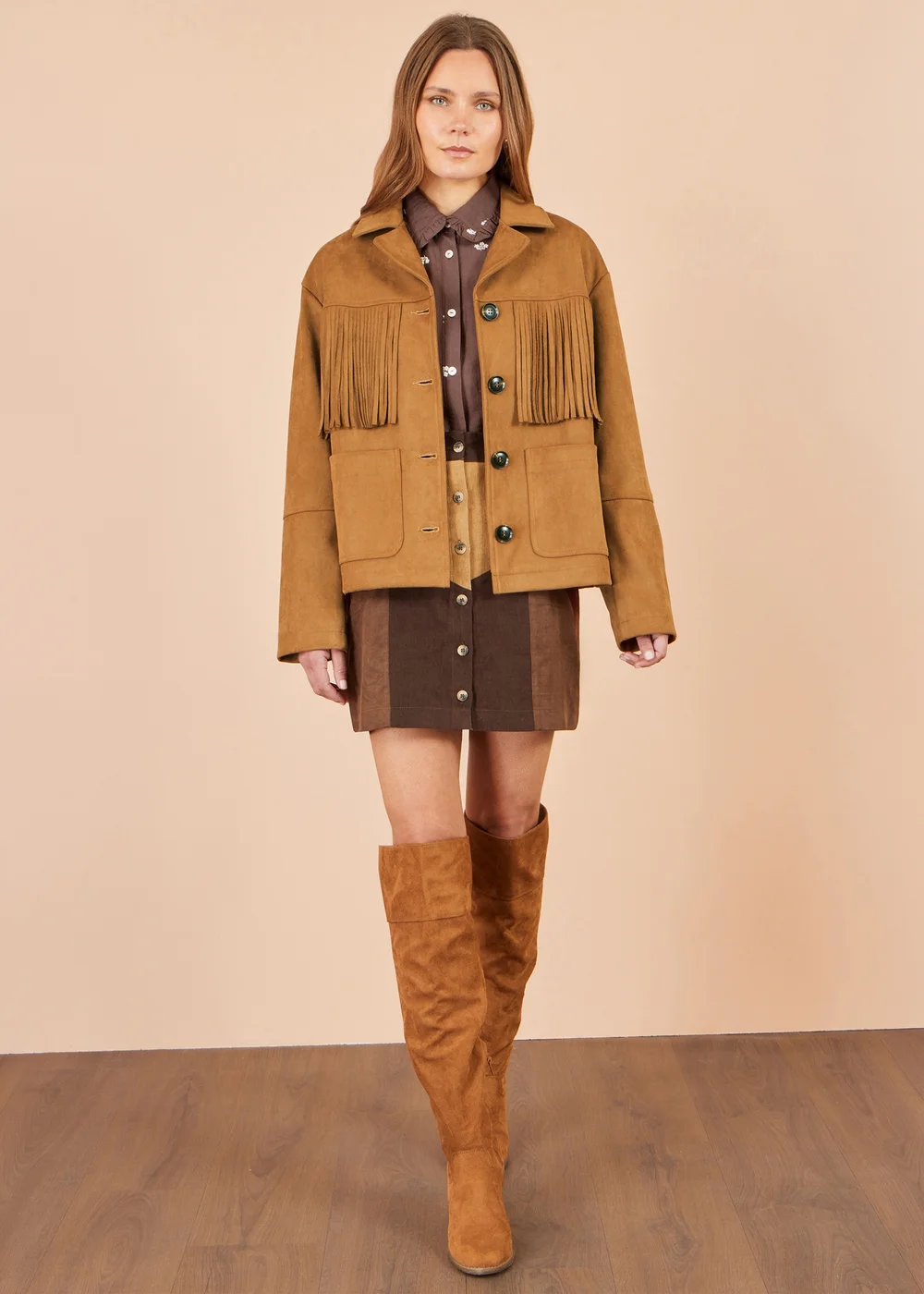 Yumi Brown Faux Suede Tassel Jacket - 18 Image 2