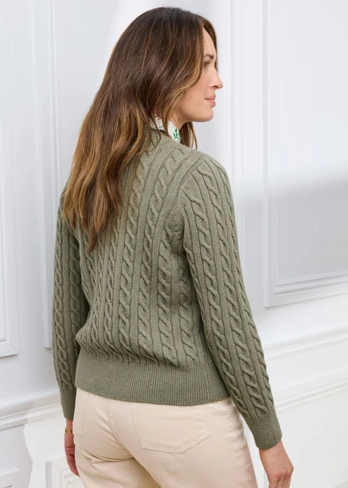 Cotton Traders Soft Khaki Cutest Cable Cardigan - 14 Image 3