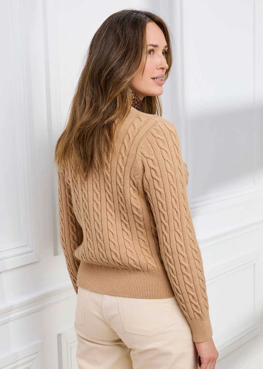 Cotton Traders Light Camel Cutest Cable Cardigan - 24 Image 3