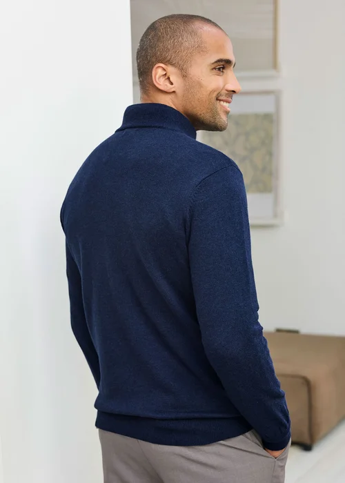 Cotton Traders Dark Sky Luxury Merino Half Zip Jumper - M Image 3