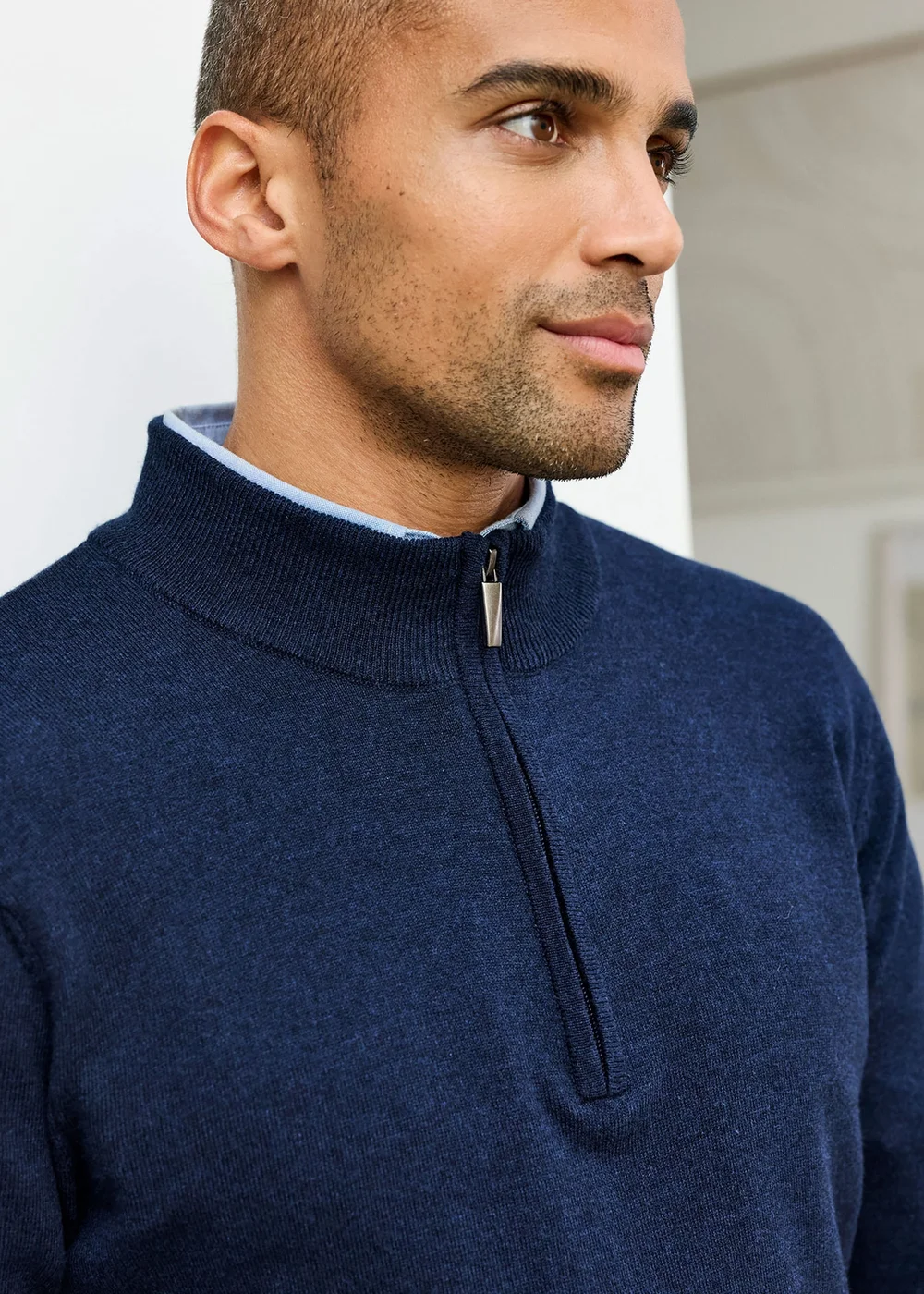 Cotton Traders Dark Sky Luxury Merino Half Zip Jumper - M Image 4