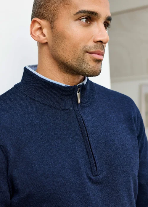 Cotton Traders Dark Sky Luxury Merino Half Zip Jumper - M Image 4