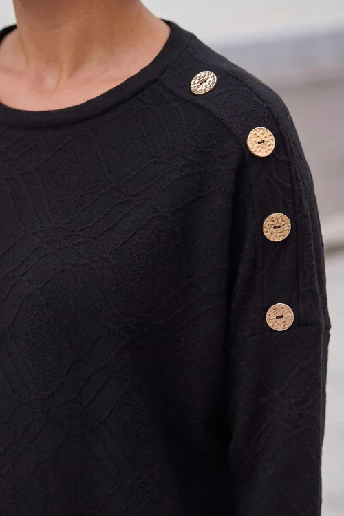 Roman Black Button Detail Top - 20 Image 4