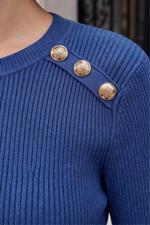 Roman Blue Button Detail Knit Jumper - 16 Image 4