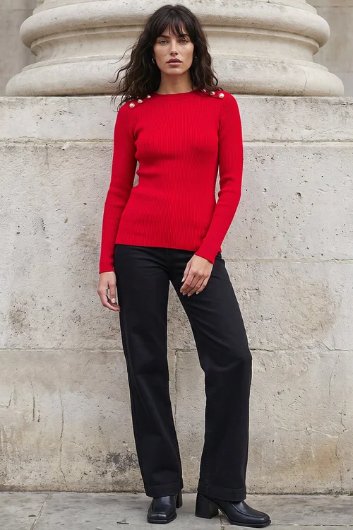 Roman Red Button Detail Knit Jumper - 10 Image 3