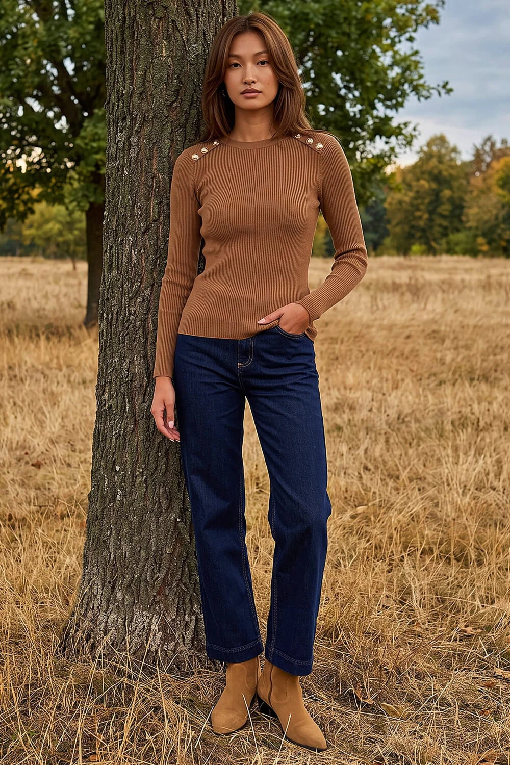Roman Camel Button Detail Knit Jumper - 16 Image 3
