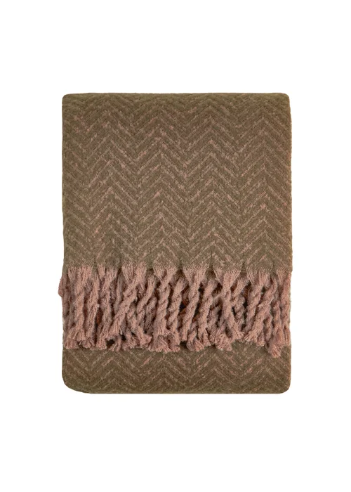 Furn Tweedie 130x180 Brushed Herringbone Throw Mocha - 130 x 180cm Image 2