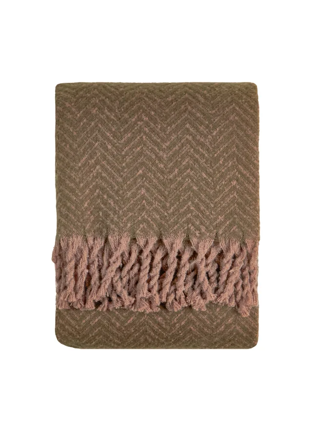 Furn Tweedie 130x180 Brushed Herringbone Throw Mocha