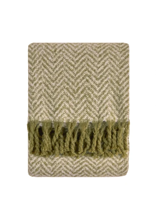 Furn Tweedie 130x180 Brushed Herringbone Throw Green - 130 x 180cm Image 2