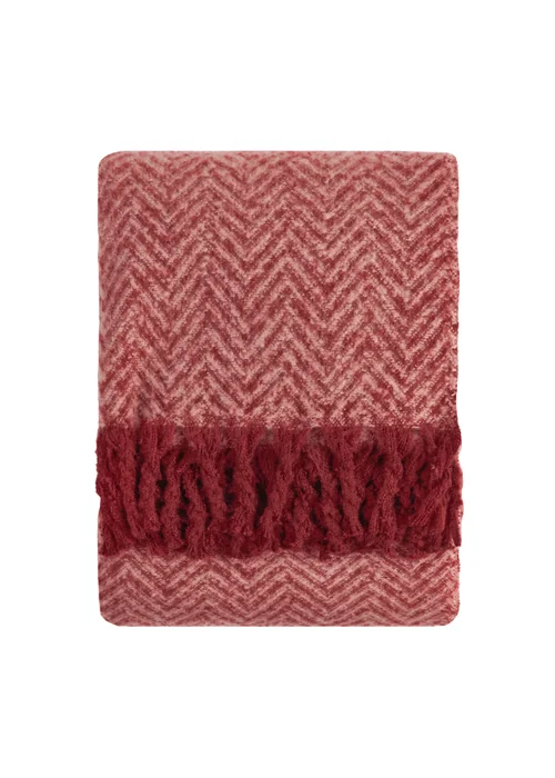 Furn Tweedie 130x180 Brushed Herringbone Throw Pink/Burgundy - 130 x 180cm Image 2
