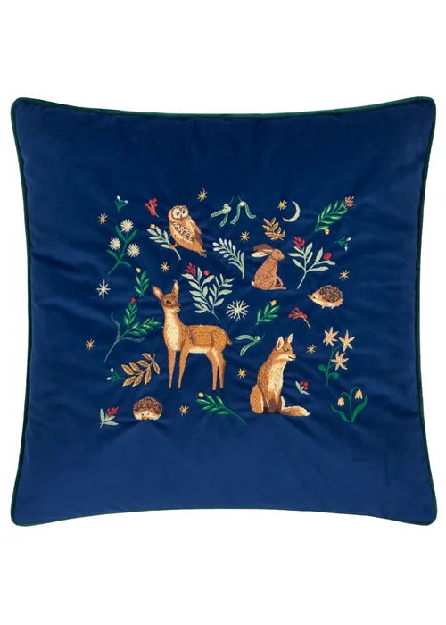 Furn Berry Woods 45x45 Velvet Cushion Navy - 45cm x 45cm Image 2