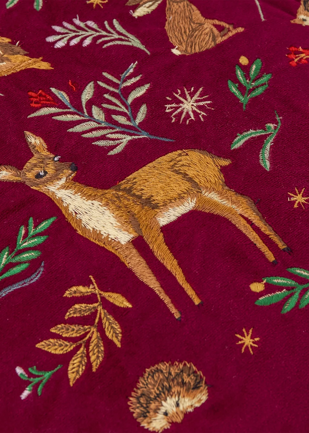 Furn Berry Woods 45x45 Velvet Cushion Burgundy - 45cm x 45cm Image 3
