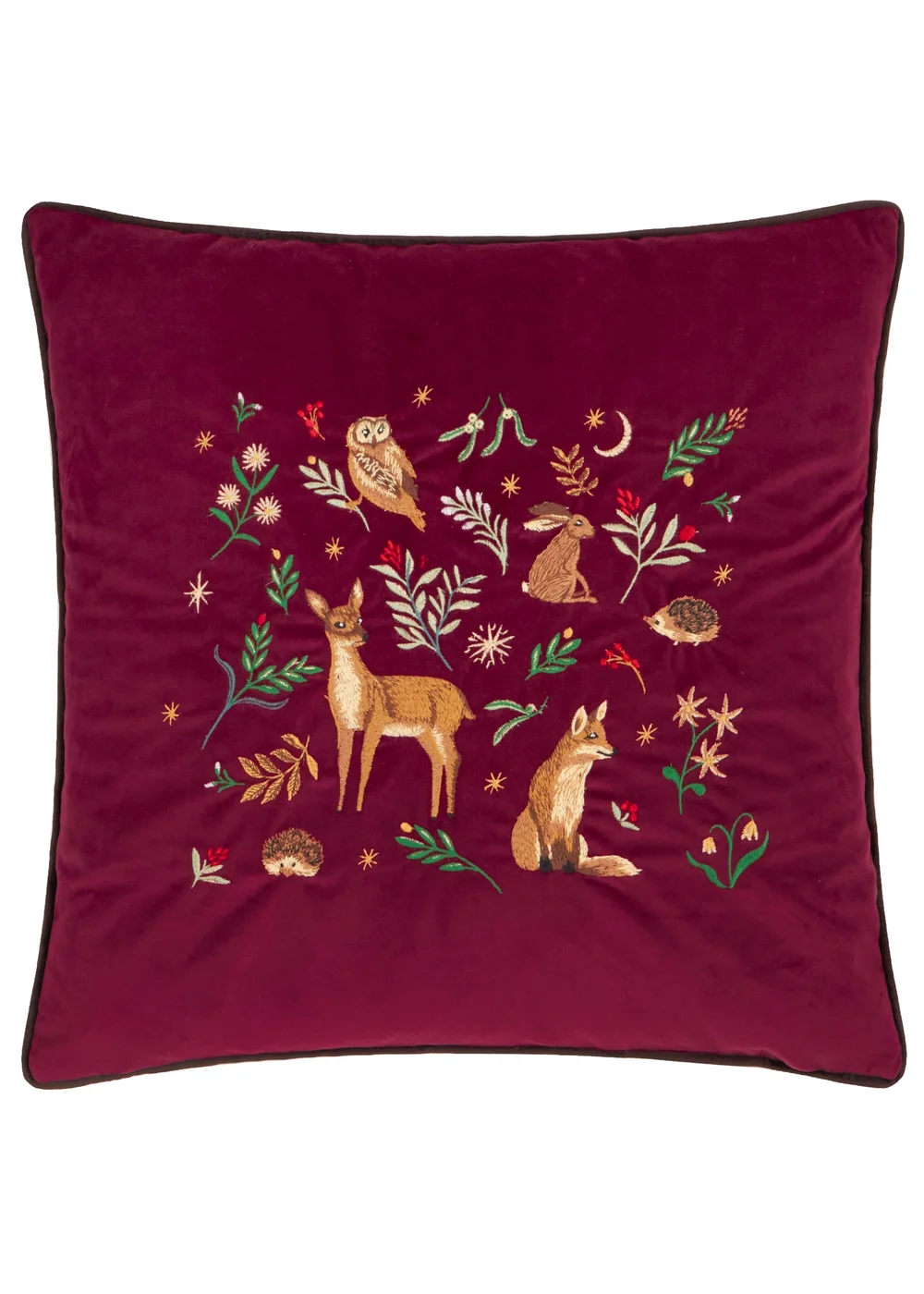 Furn Berry Woods 45x45 Velvet Cushion Burgundy - 45cm x 45cm Image 2