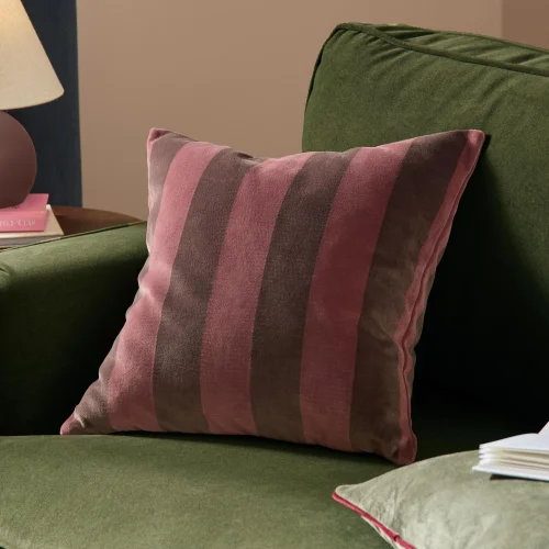 Furn The Ultimate Stripe 45x45 Jacquard Cushion Red Velvet - 45cm x 45cm Image 1