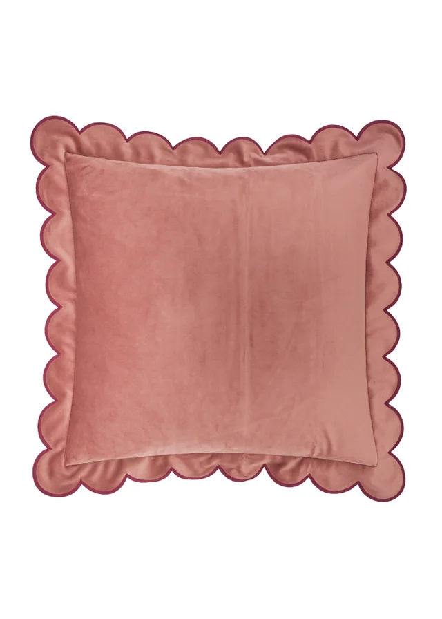 Furn Lil Scallop 45x45 Velvet Cushion Slipper/Burgundy