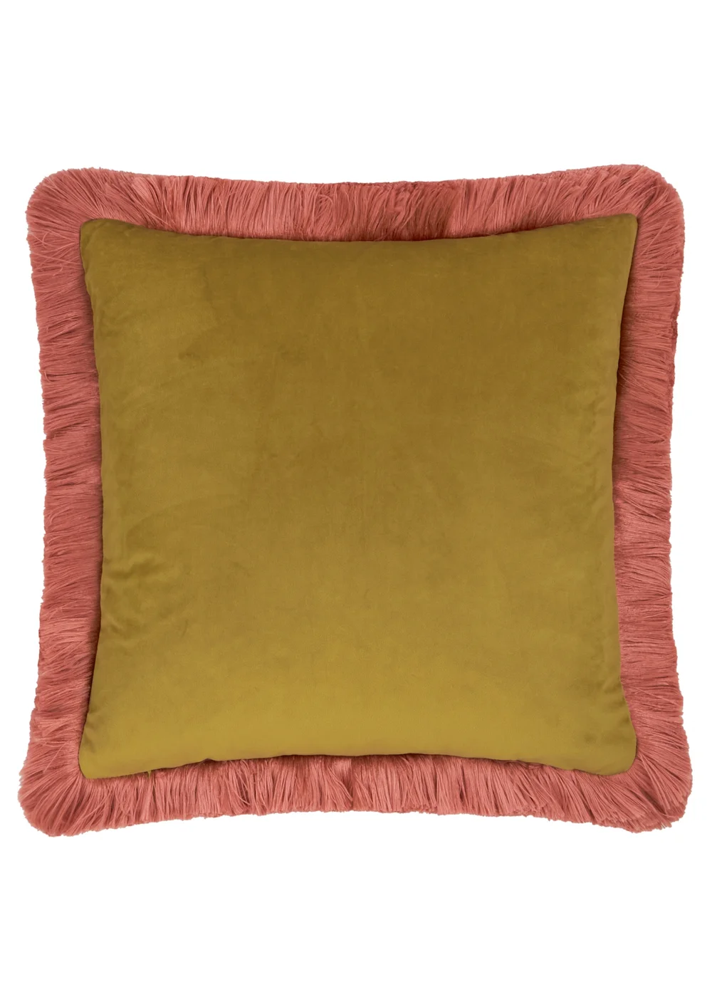 Wylder Autumn Garden 45x45 Fringed Velvet Cushion Burnished Rose/Moss - 45cm x 45cm Image 4
