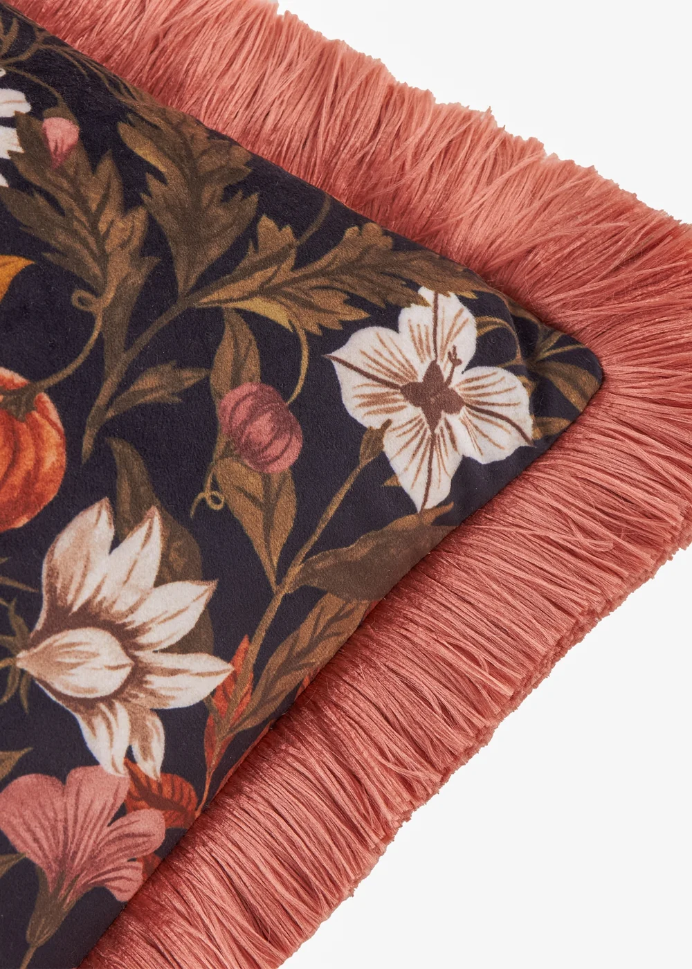 Wylder Autumn Garden 45x45 Fringed Velvet Cushion Burnished Rose/Moss - 45cm x 45cm Image 3