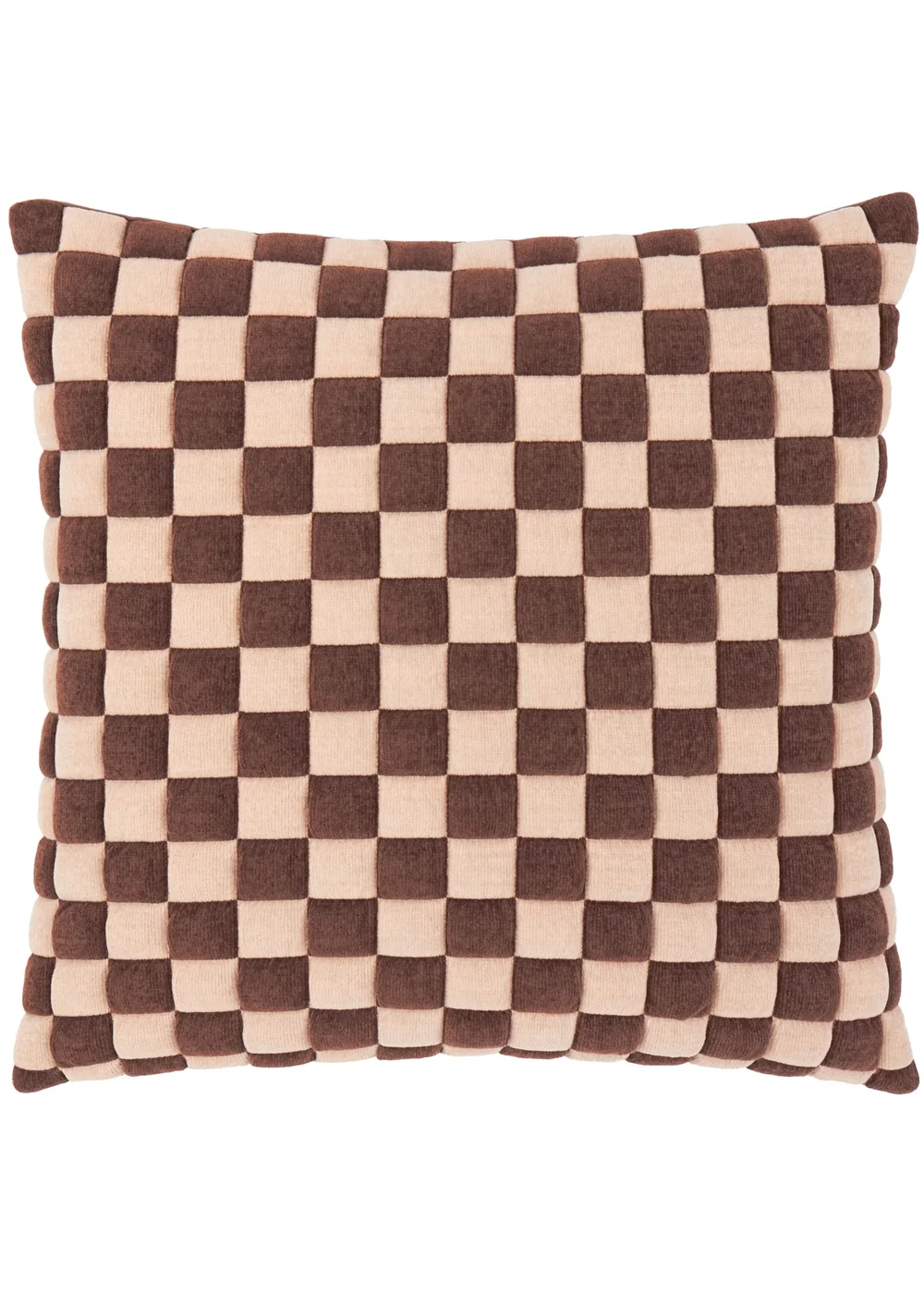 Furn Softie 50x50 Checkerboard Quilted Cushion Chocolate / Sand - 50cm x 50cm Image 2