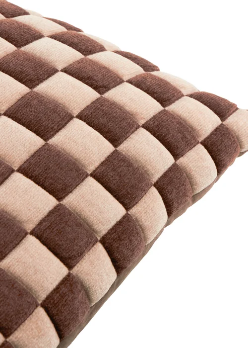 Furn Softie 50x50 Checkerboard Quilted Cushion Chocolate / Sand - 50cm x 50cm Image 3