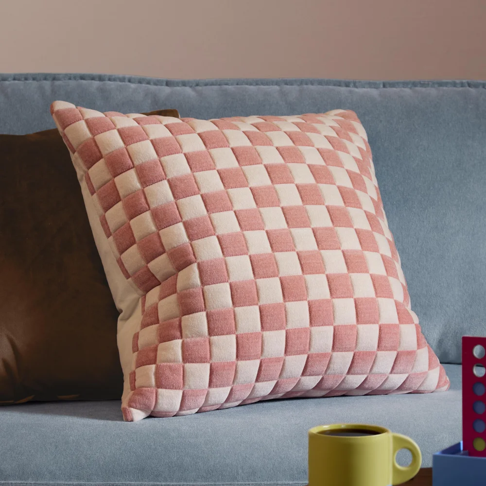 Furn Softie 50x50 Checkerboard Quilted Cushion Pink - 50cm x 50cm Image 1