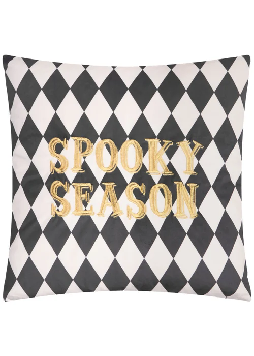 Furn Spooky Season 45x45 Velvet Halloween Cushion Gold/Mono - 45cm x 45cm Image 2