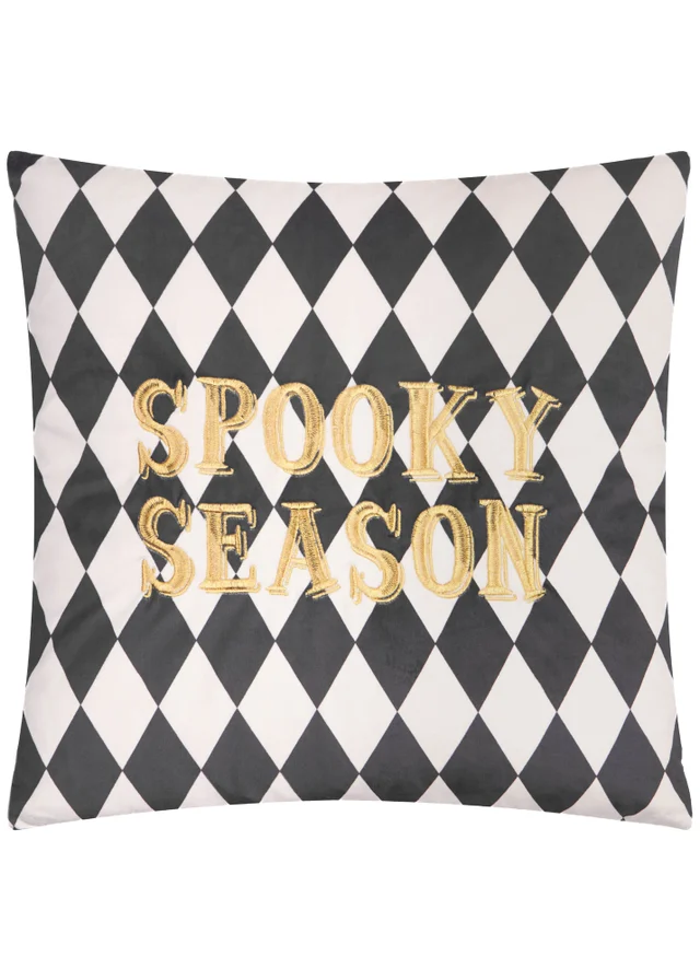 Furn Spooky Season 45x45 Velvet Halloween Cushion Gold/Mono