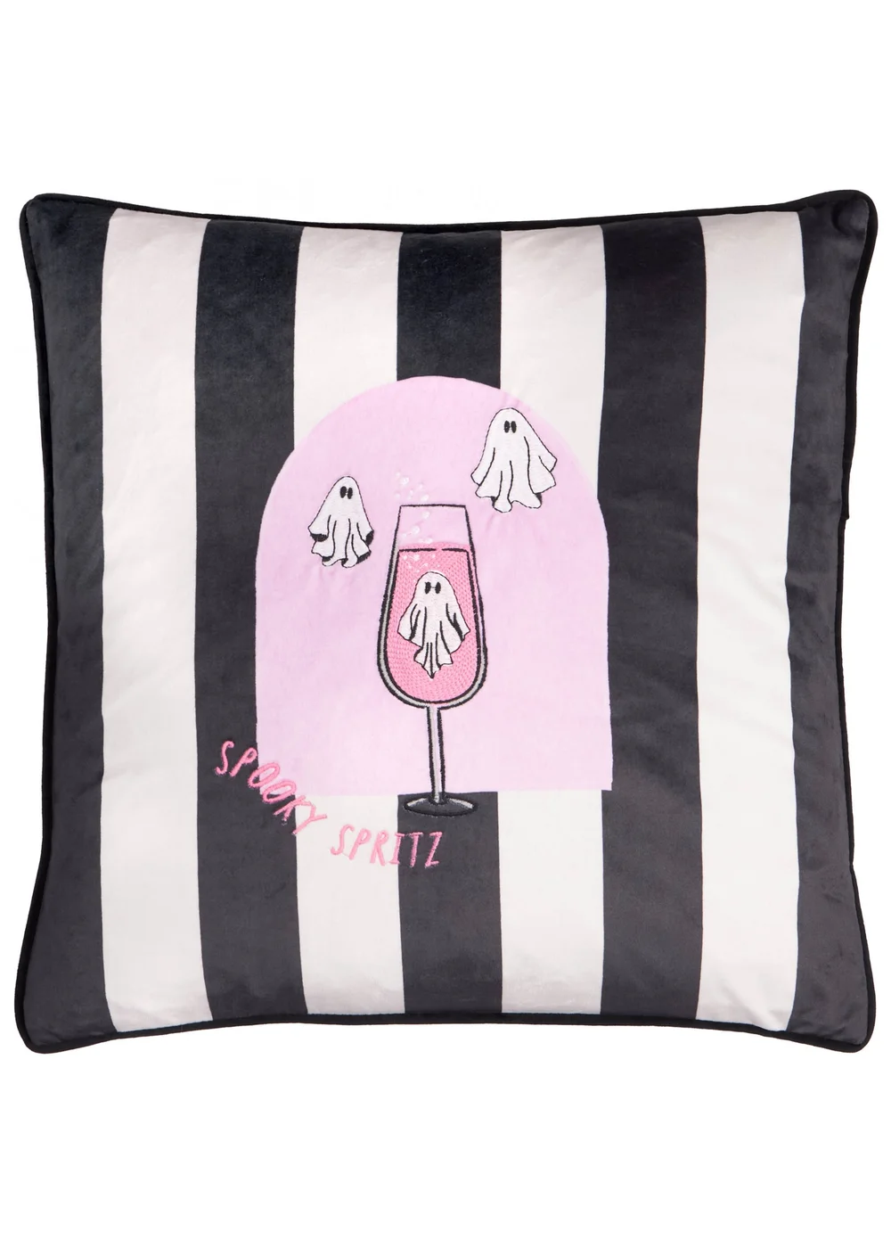 Furn Spooky Spritz 45x45 Velvet Halloween Cushion Pink/Mono - 45cm x 45cm Image 2