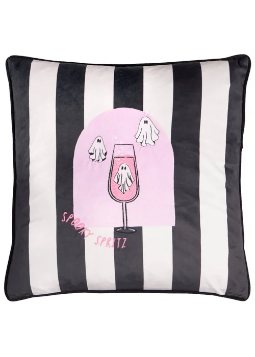 Furn Spooky Spritz 45x45 Velvet Halloween Cushion Pink/Mono - 45cm x 45cm Image 2