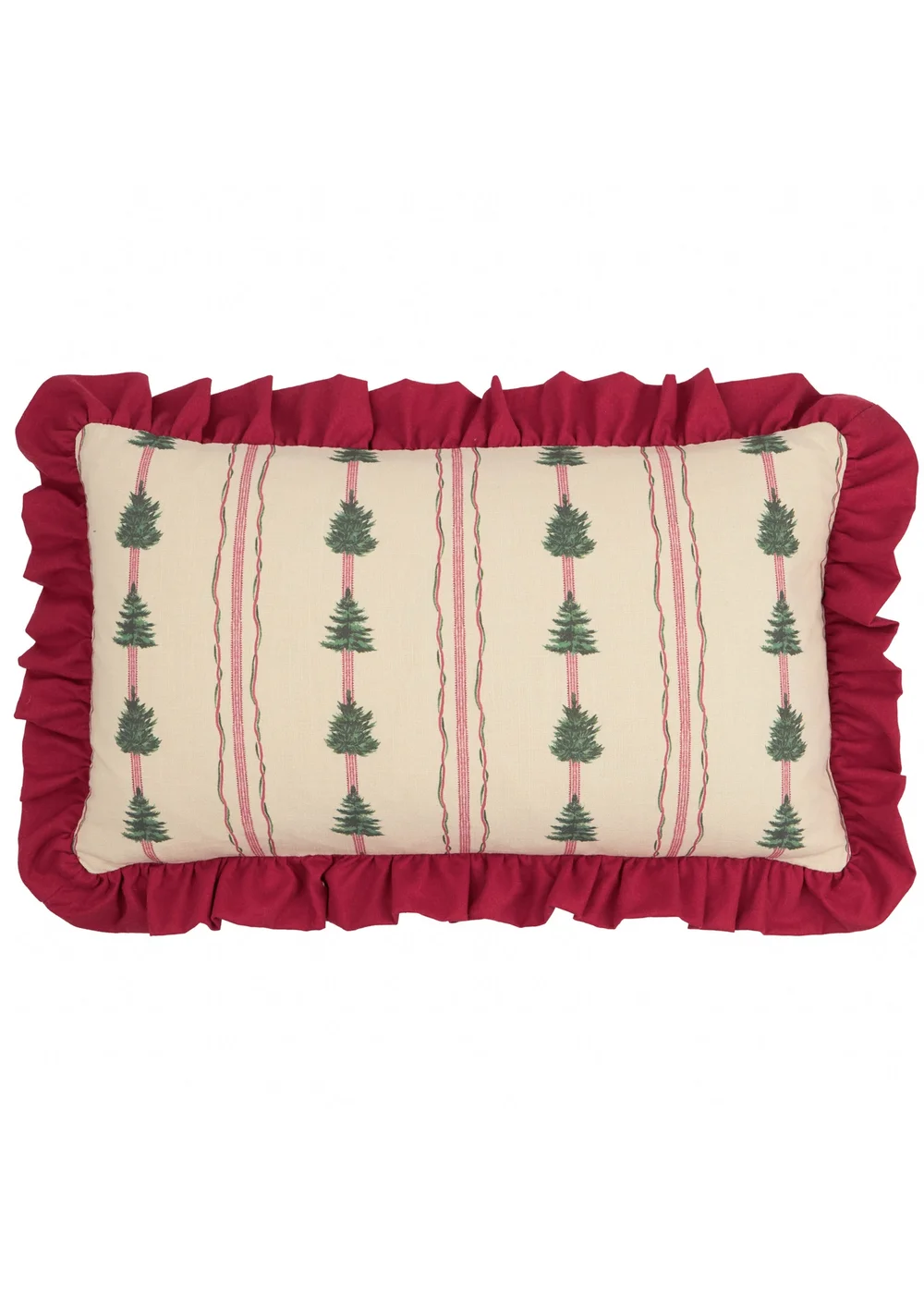 Wylder Spruce Stripes 30x50 Christmas Cushion Linen/ Dark Red - 30 x 50cm Image 2