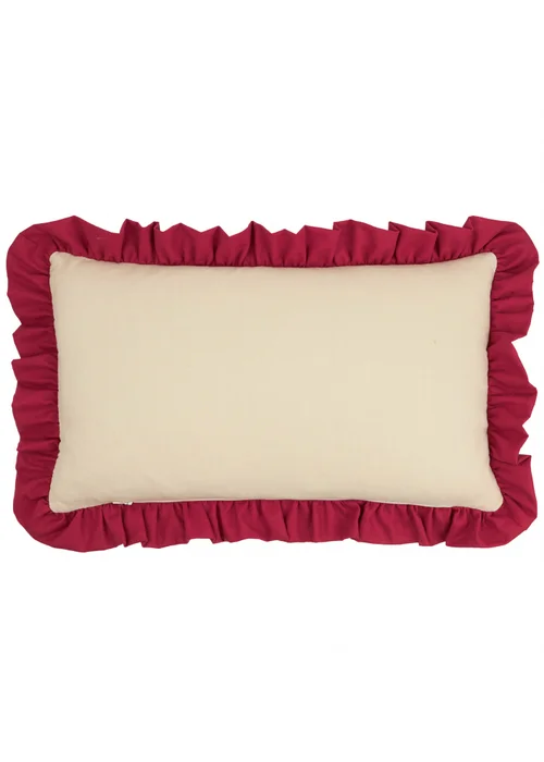 Wylder Spruce Stripes 30x50 Christmas Cushion Linen/ Dark Red - 30 x 50cm Image 4