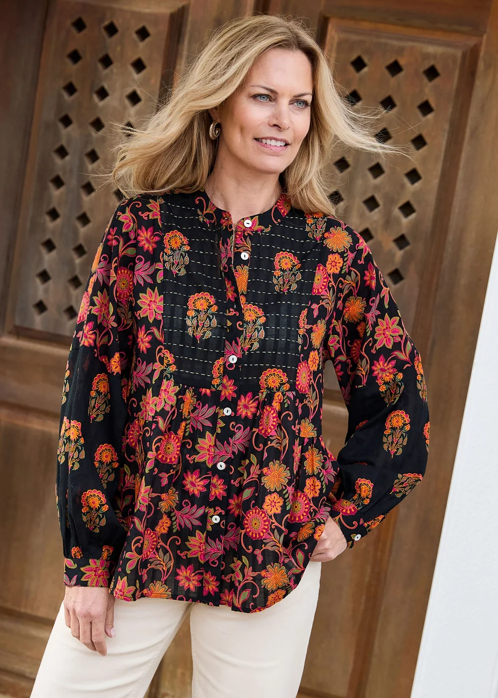 Cotton Traders Black Boho Print Blouse - 12 Image 2