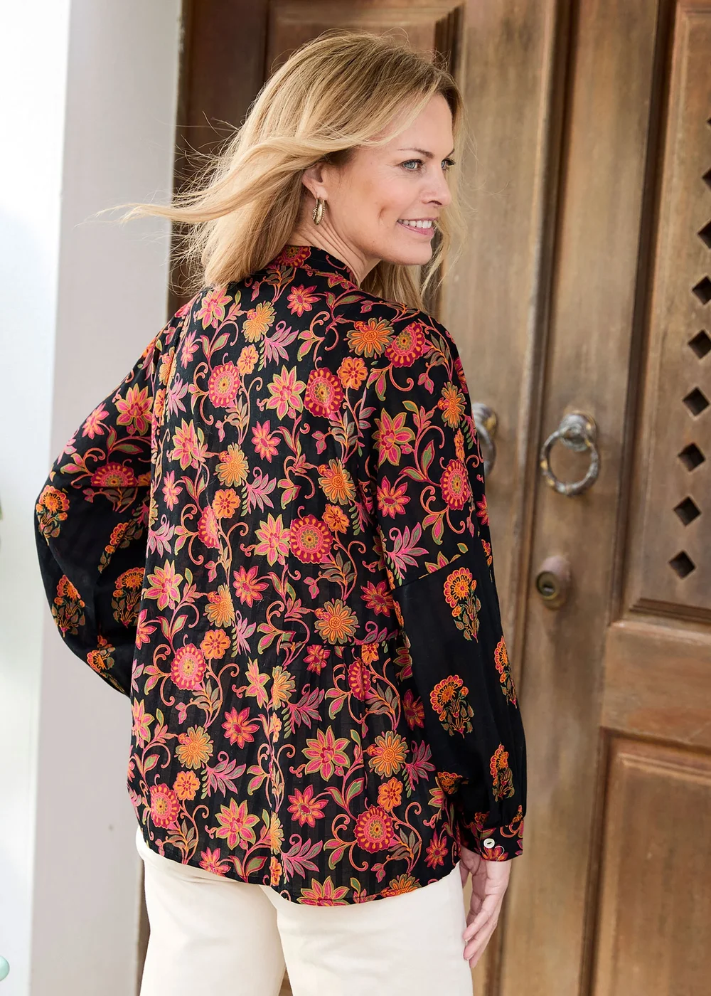 Cotton Traders Black Boho Print Blouse - 12 Image 3