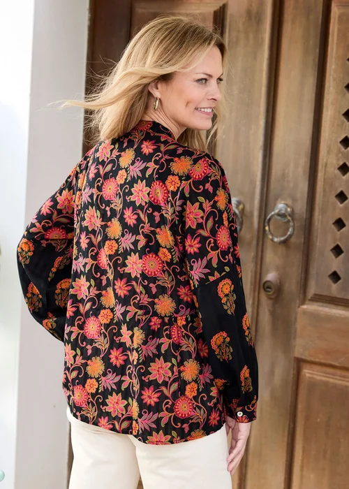 Cotton Traders Black Boho Print Blouse - 12 Image 3
