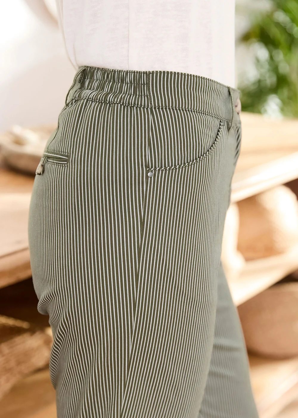 Cotton Traders Khaki Classic Straight Leg Chino Trousers - 14/L27 Image 4