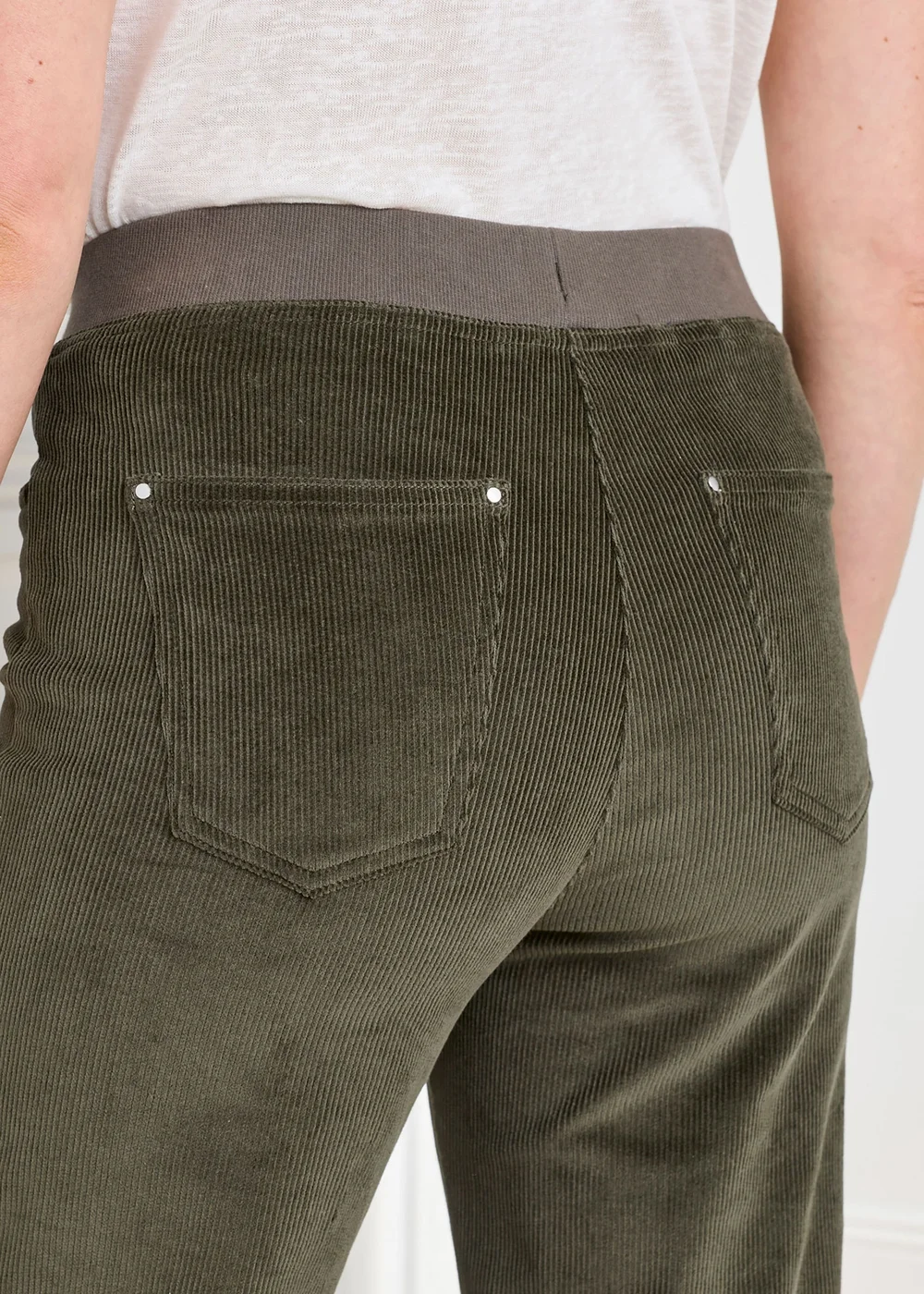 Cotton Traders Deep Khaki Premium Pull On Cord Trousers - 10/L27 Image 3
