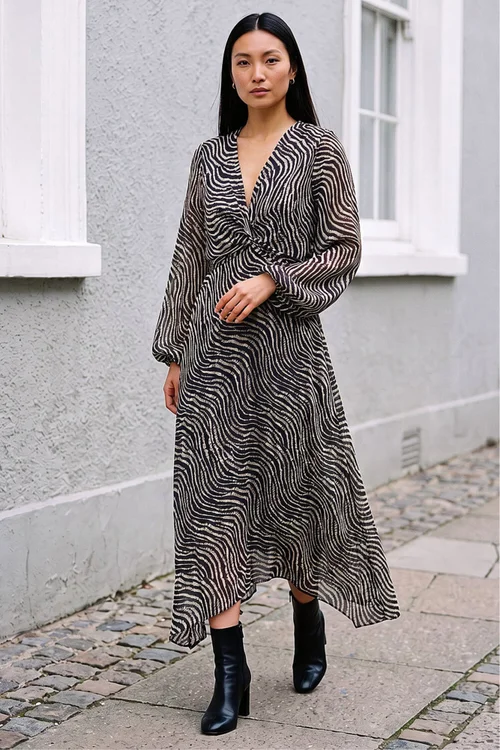 Roman Black Animal Twist Front Dress - 20 Image 2
