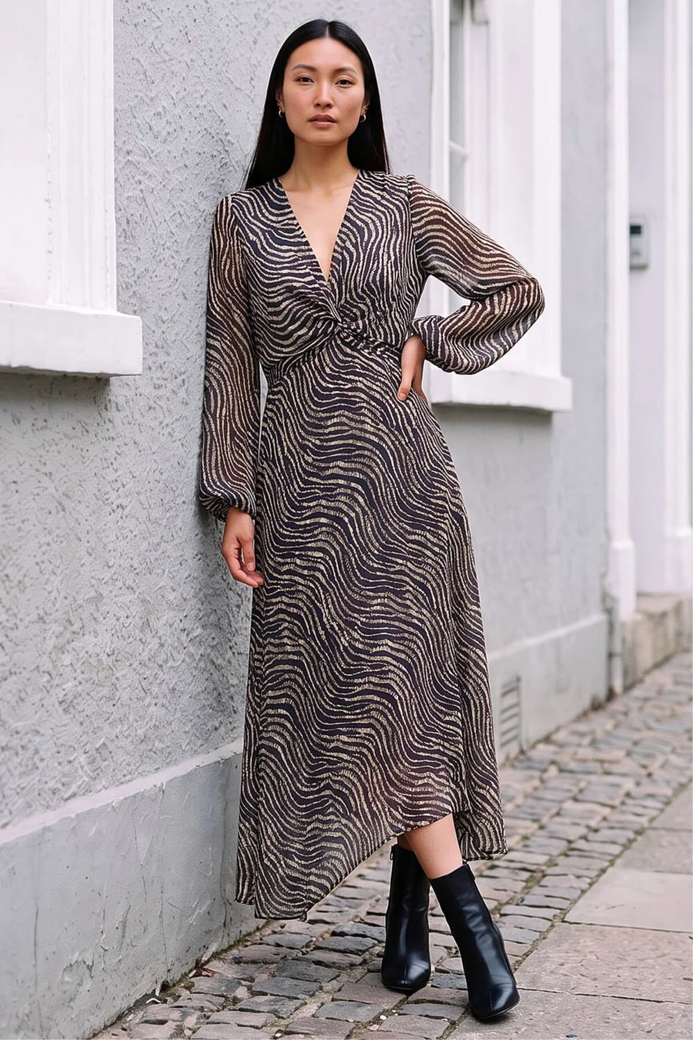 Roman Black Animal Twist Front Dress - 20 Image 3