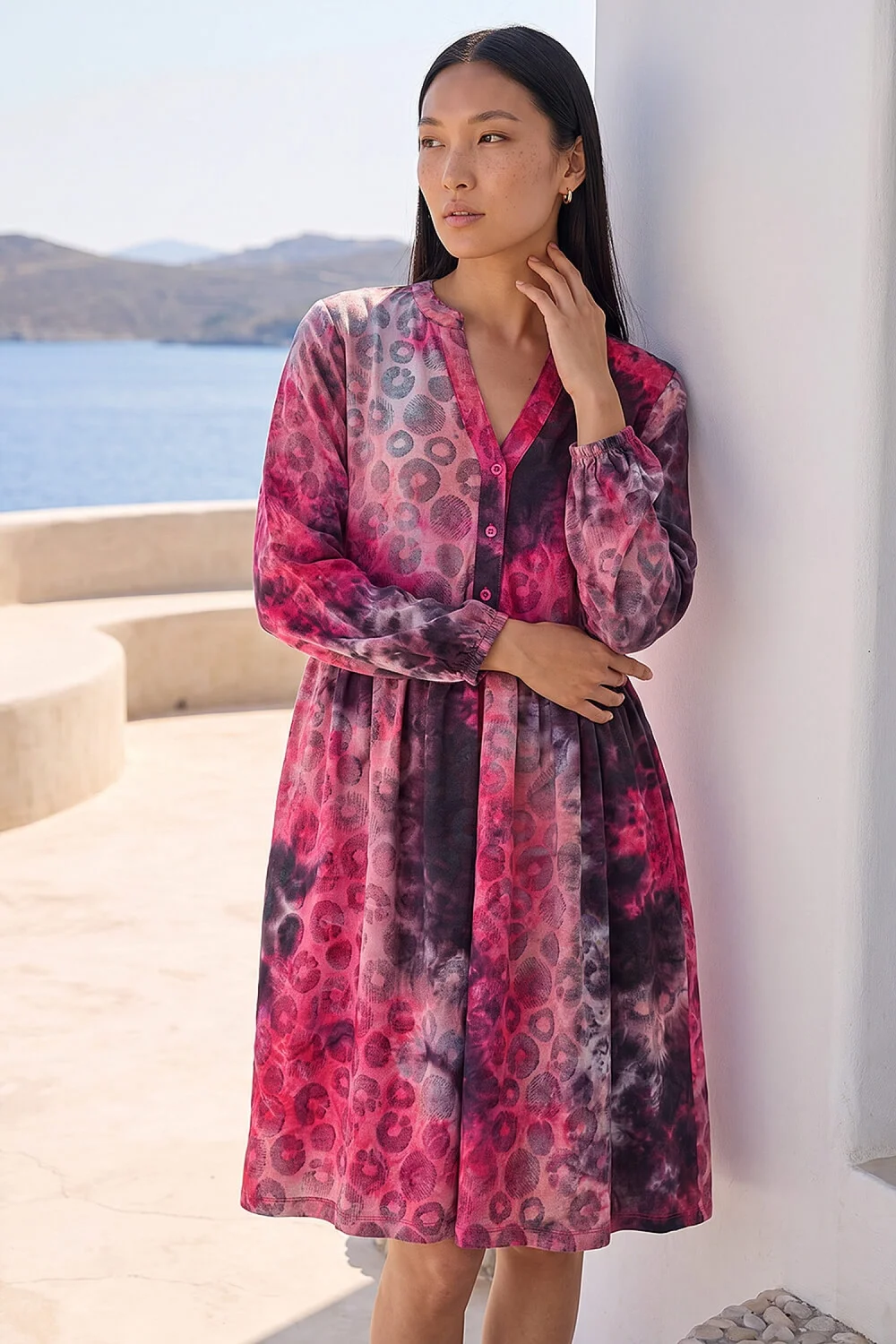 Roman Pink Animal Print Shirt Dress - 10 Image 1