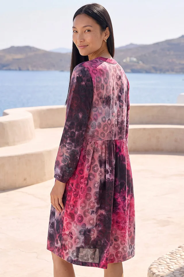 Roman Pink Animal Print Shirt Dress