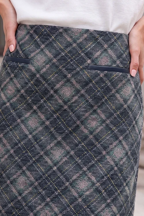 Roman Green Bias Check Pull On Skirt - 16 Image 4