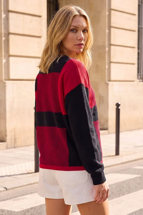 Roman Red Colour Block Knit Jumper - 12 Image 3