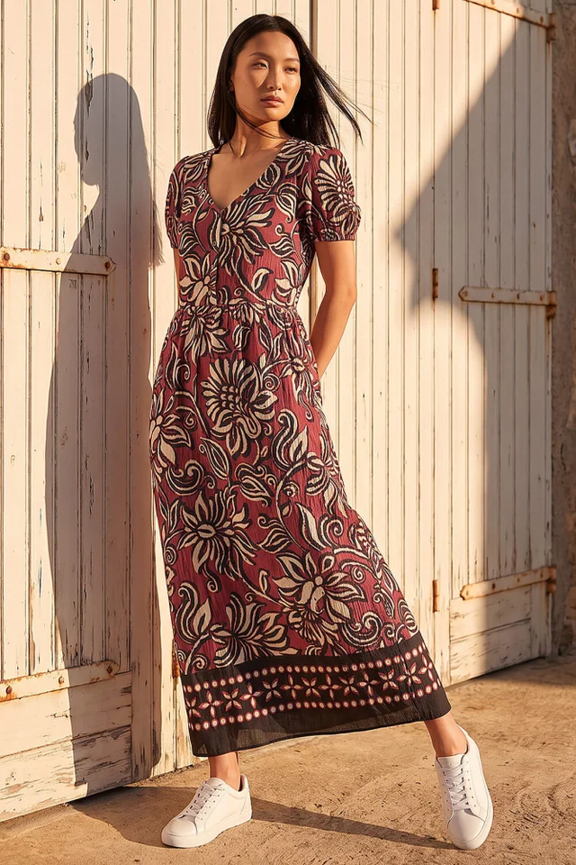 Roman Copper Border Print Dress