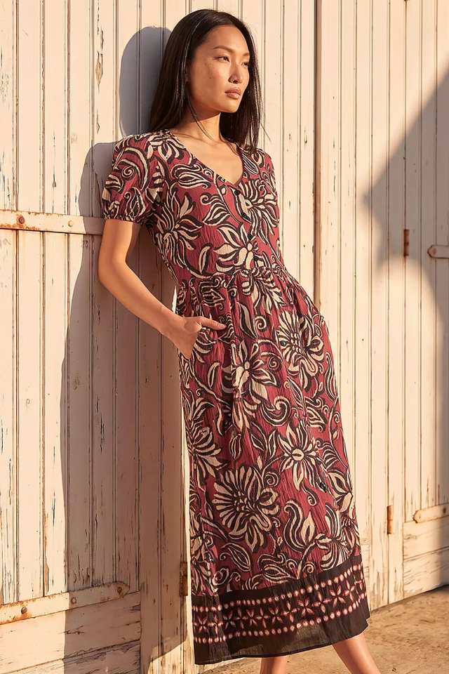 Roman Copper Border Print Dress