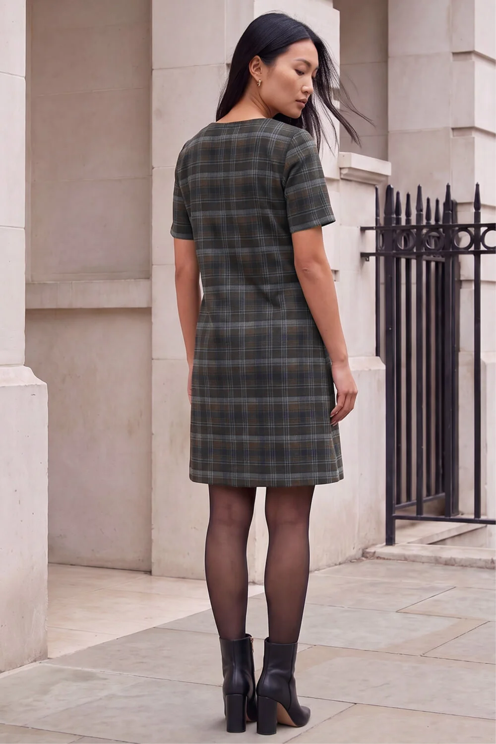 Roman Chocolate Check Button Detail Dress - 16 Image 3