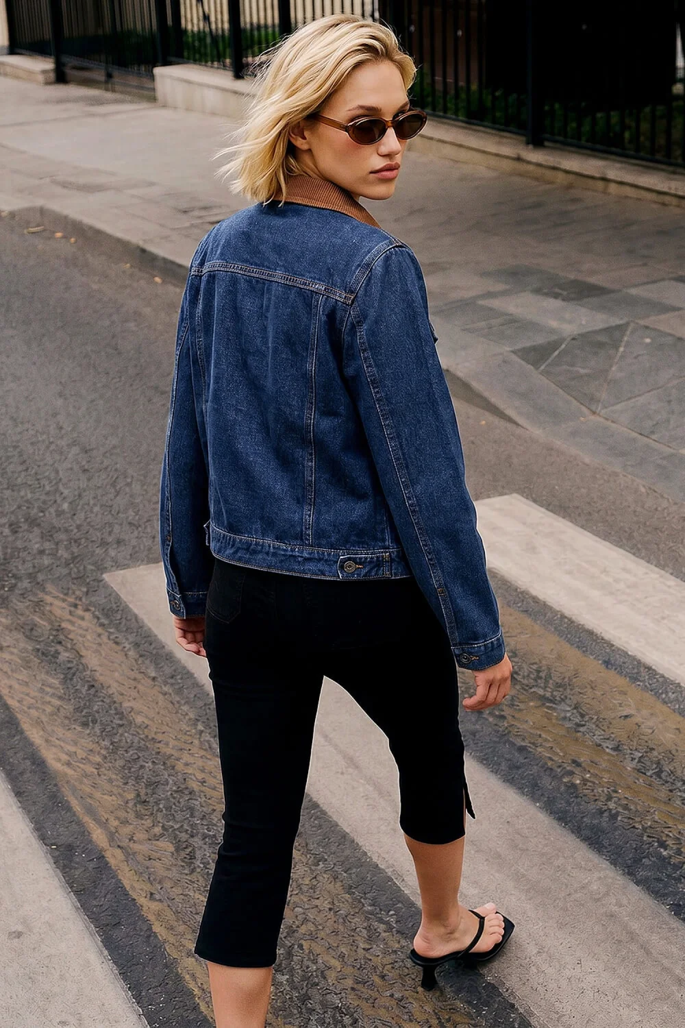 Roman Indigo Cord Collar Denim Jacket - 20 Image 3