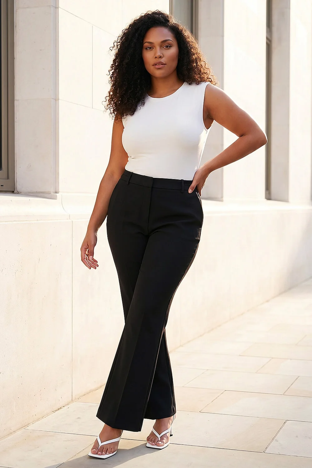 Roman Black Curve Full Length Bootcut Trouser - 18 Image 1