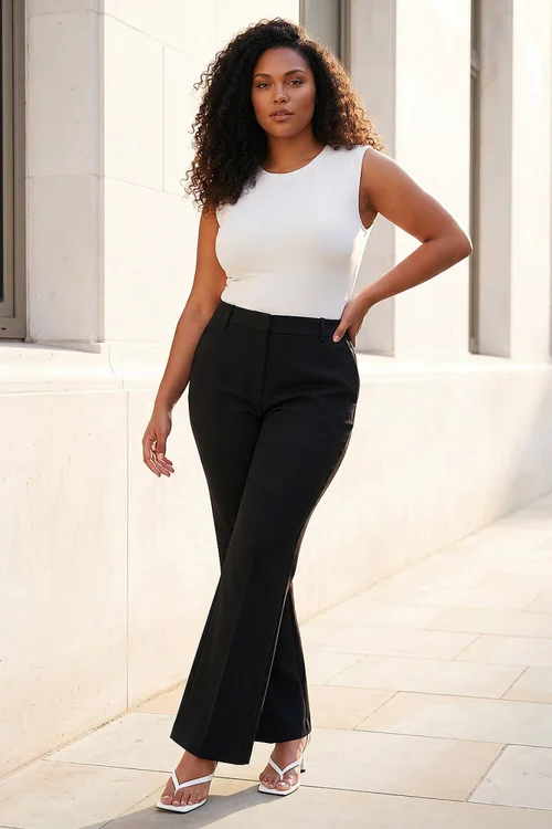 Roman Black Curve Full Length Bootcut Trouser - 18 Image 1