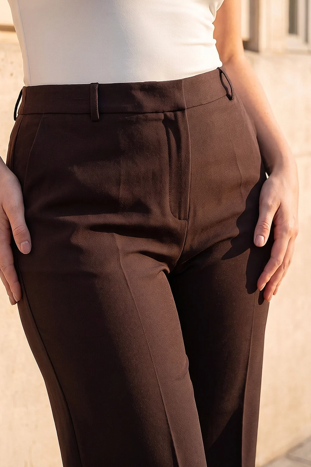 Roman Dark Brown Curve Full Length Bootcut Trouser - 30-32 Image 4